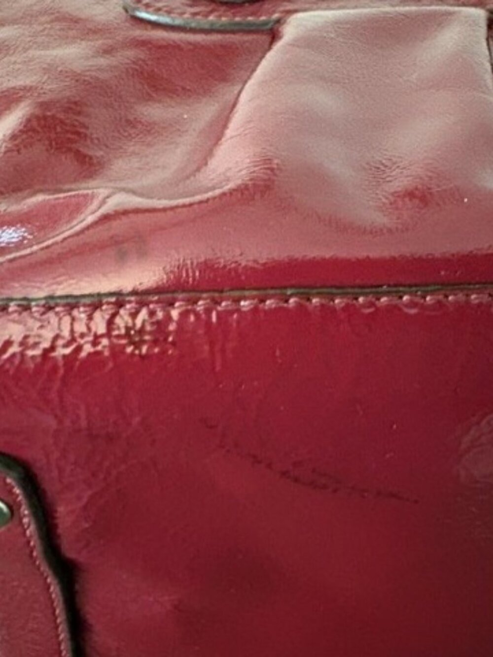 Coach Ashley Burgundy Red Patent Leather Satchel Handbag F15455 - Picture 14 of 16